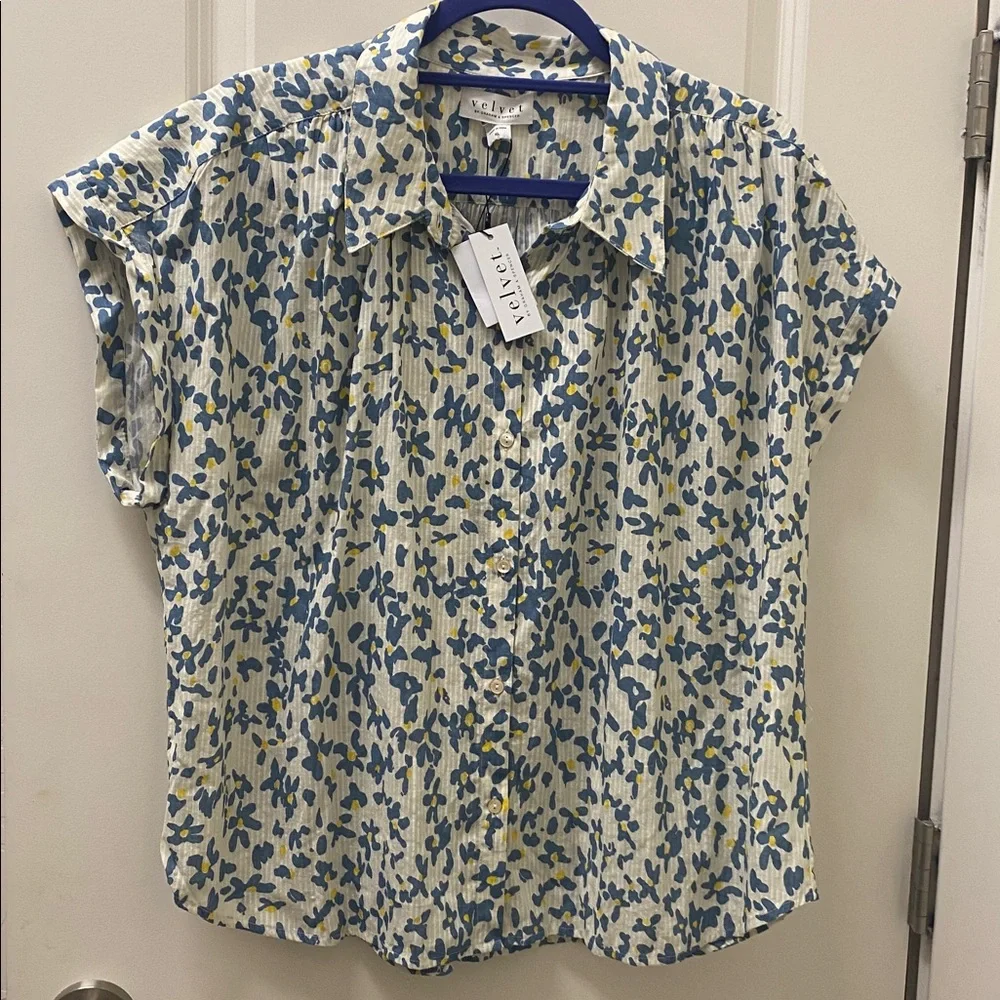 Velvet by Graham & Spencer Cream and Gray Button Down Shirt - Picture 6 of 8